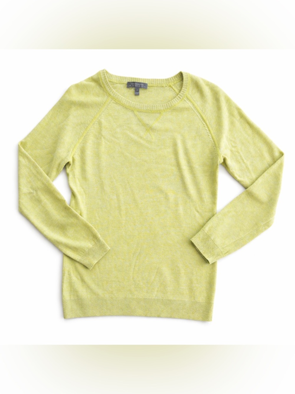Neiman Marcus The Cashmere Collection Crewneck Sweater Chartreuse Yellow Small S